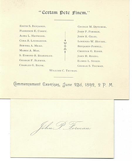 Owego Free Academy. notes) was a graduate list for the Owego Free Academy's 1892 Graduation! It reads as follows: